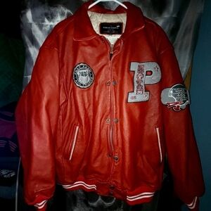 Rare 2001 Phatfarm Coat Blood Red Heavy Thick Leather Mens 3x New Condition
